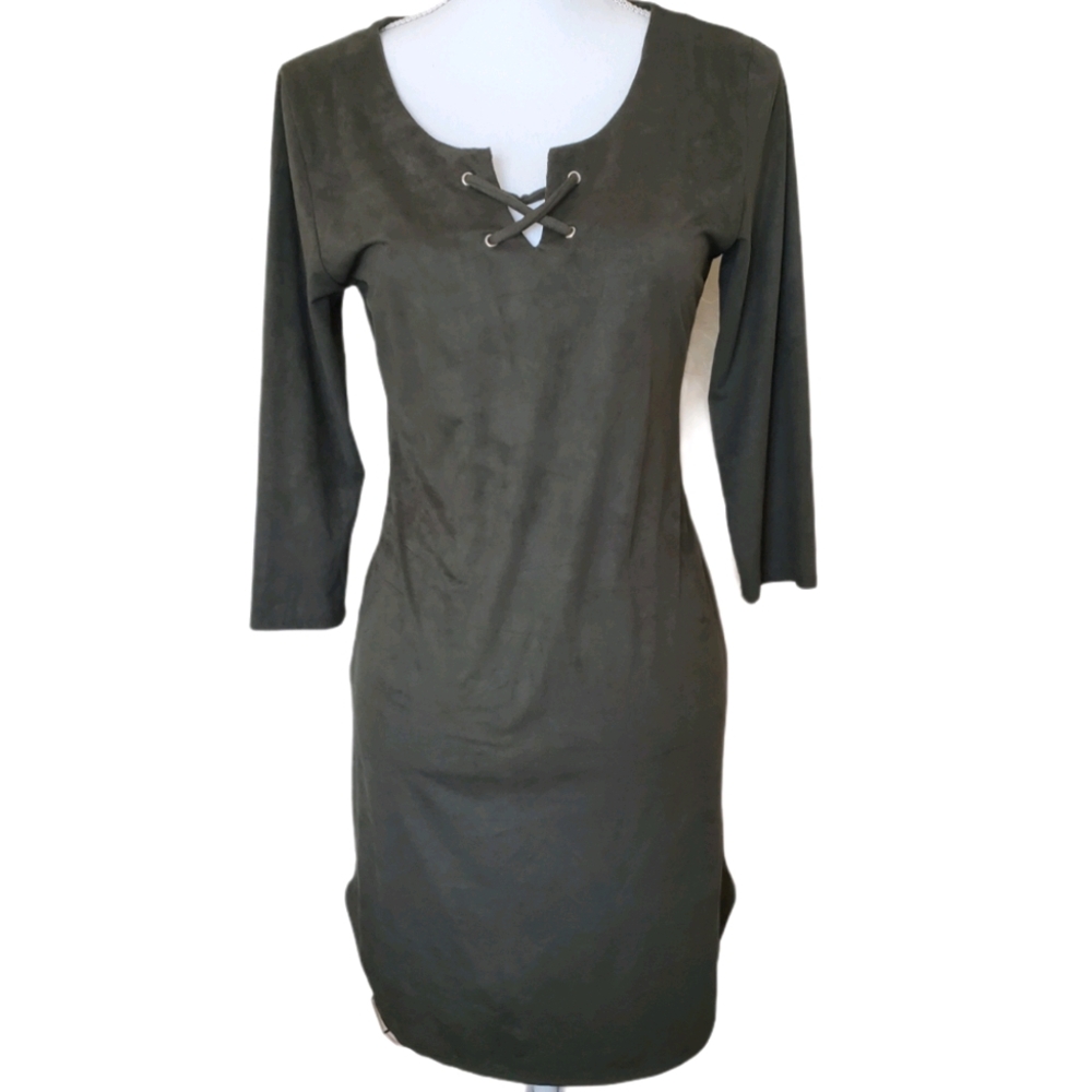 Heart & Hips Army Green Long Sleeve Dress